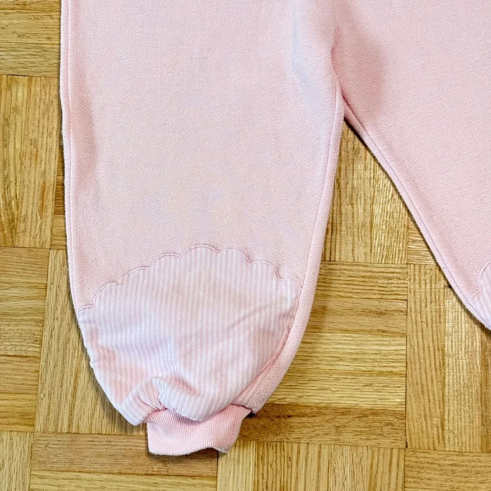Vintage Crackerjack Pink Fleece Sweatshirt Pants Set 24M Bunny Train Embroidered - Picture 6 of 10